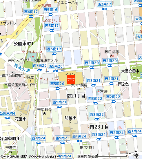 イオン帯広店付近の地図